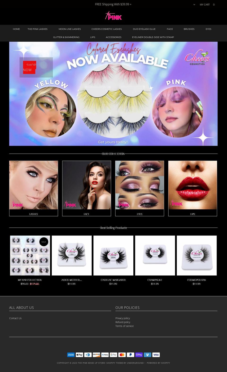 thepinkmakeup.com shopify website screenshot