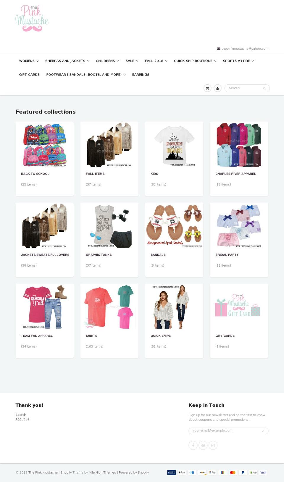 thepinkmustache.com shopify website screenshot