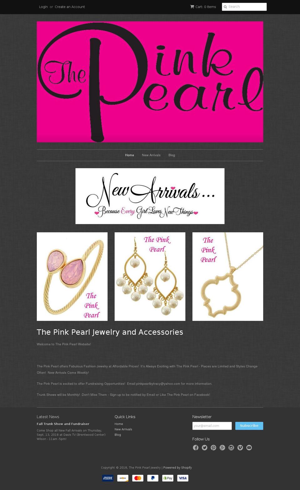 thepinkpearljewelry.com shopify website screenshot