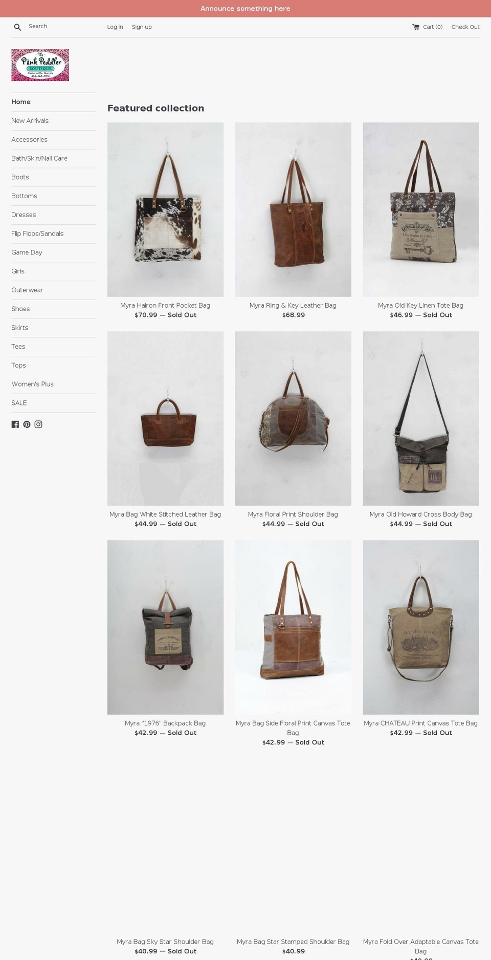 thepinkpeddlerboutique.com — Shopify storefront screenshot