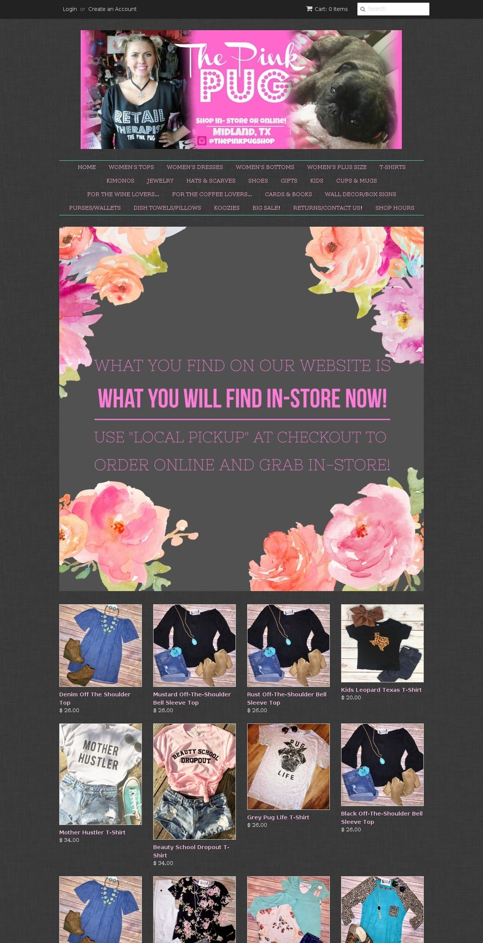 thepinkpugshop.com shopify website screenshot