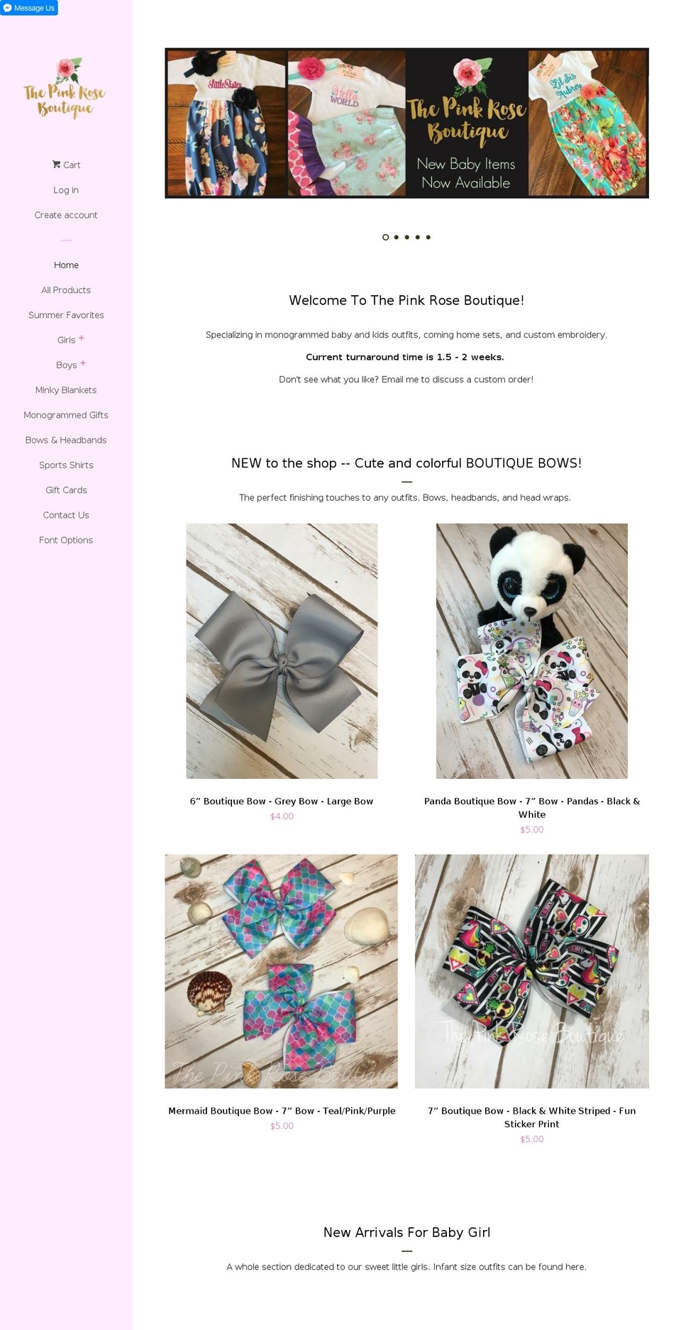 thepinkroseboutique.com shopify website screenshot