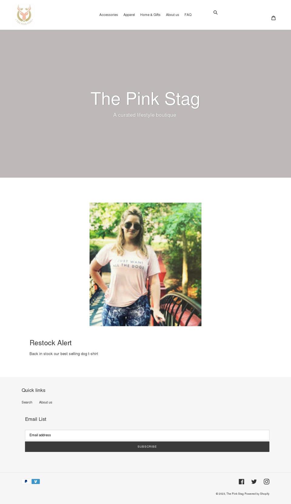 thepinkstag.com — Shopify storefront screenshot