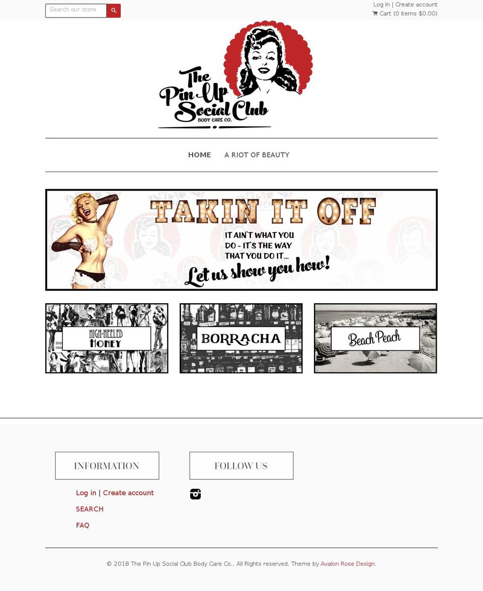 thepinupsocialclub.com shopify website screenshot
