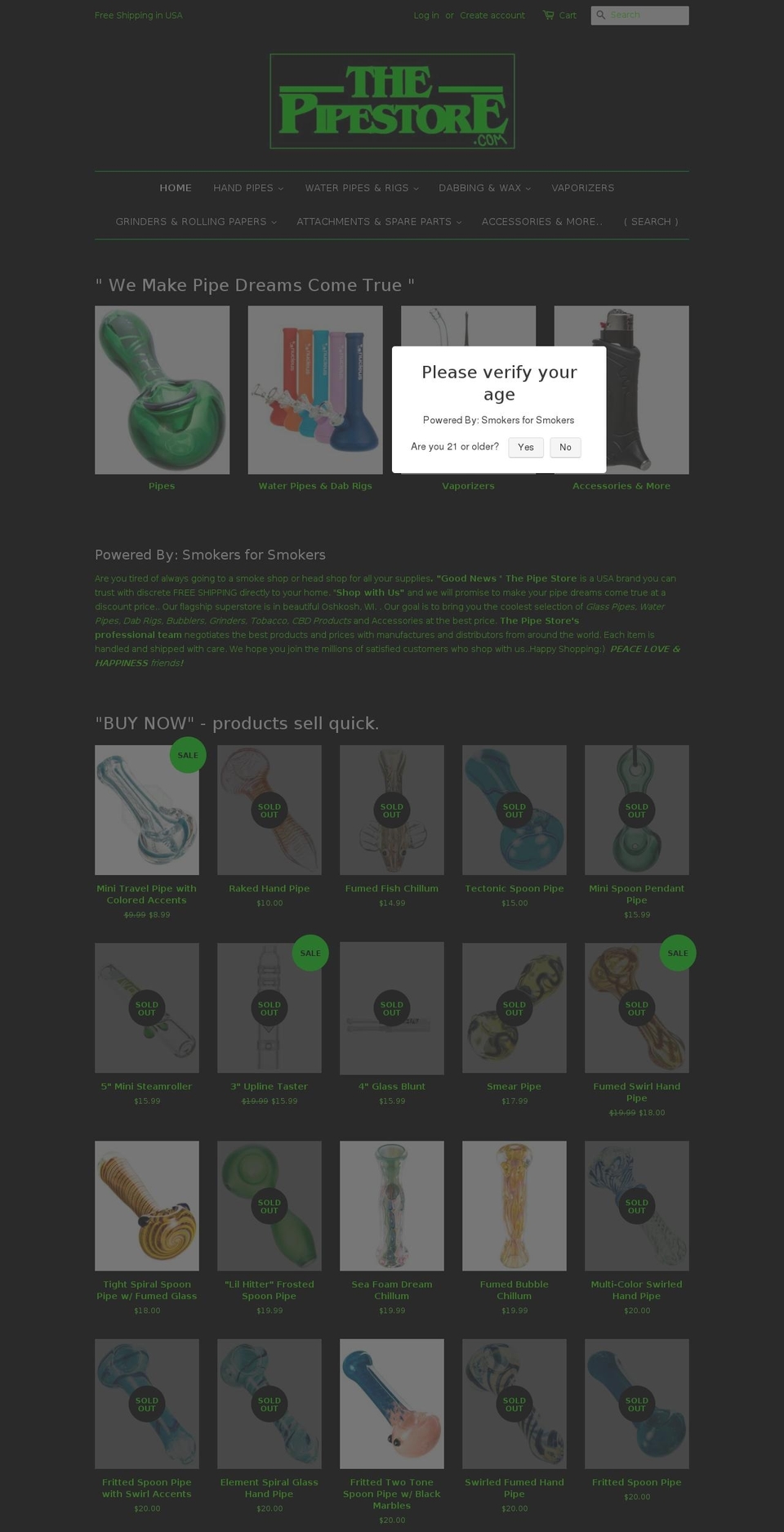 thepipestore.net shopify website screenshot