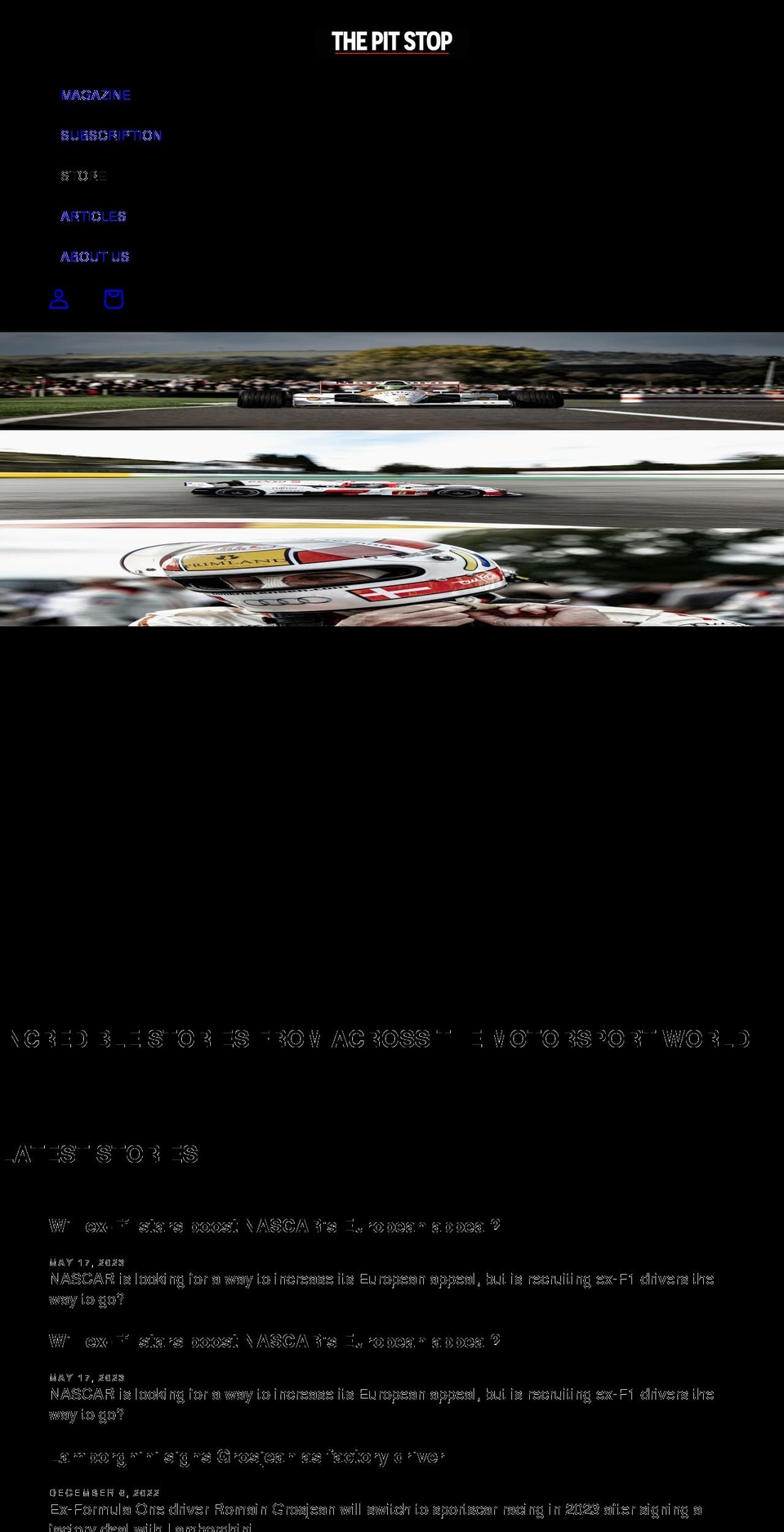 thepitstopmagazine.com shopify website screenshot