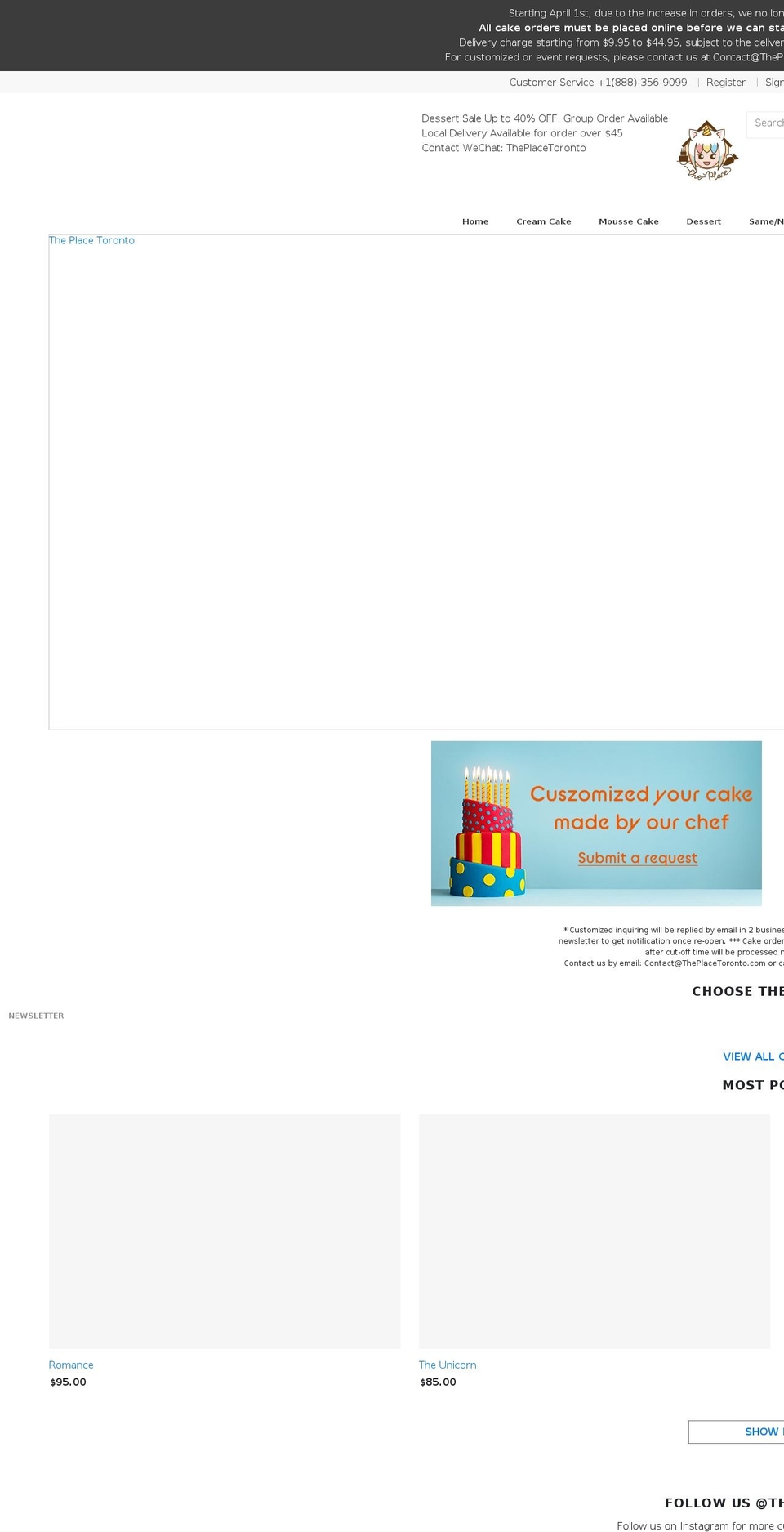 theplacetoronto.com shopify website screenshot