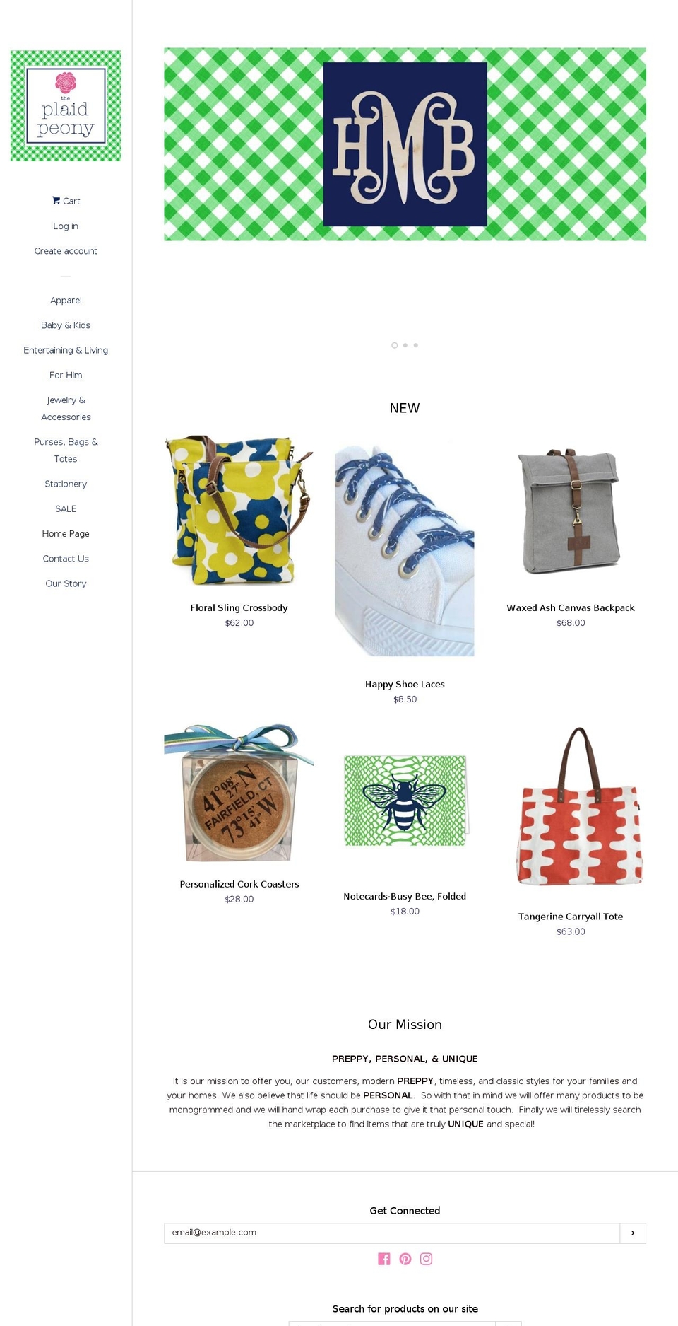 theplaidpeony.com — Shopify storefront screenshot