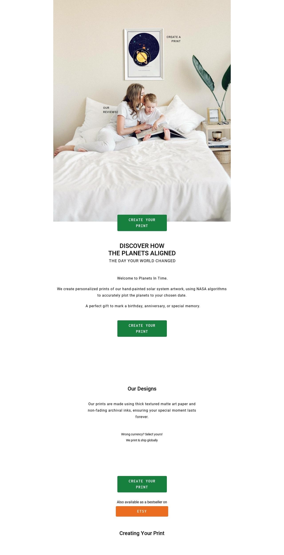theplanetsintime.co.uk shopify website screenshot