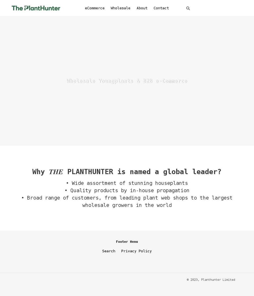 theplanthunter.com shopify website screenshot