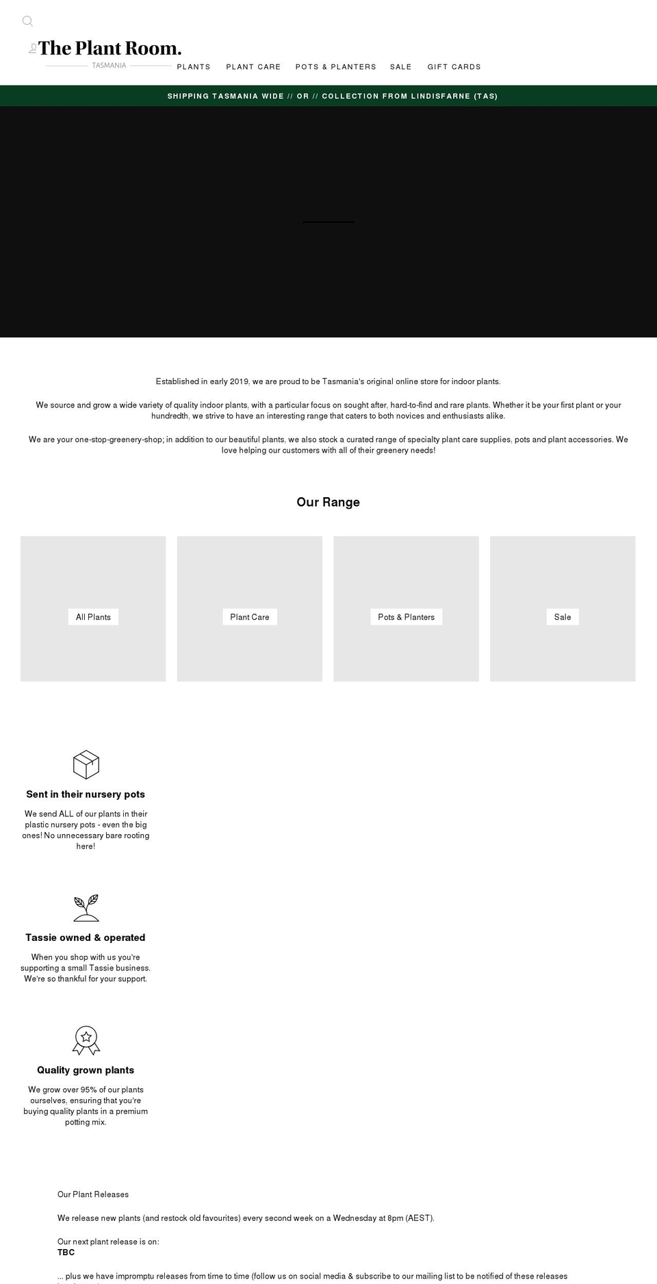 theplantroomtas.com.au shopify website screenshot