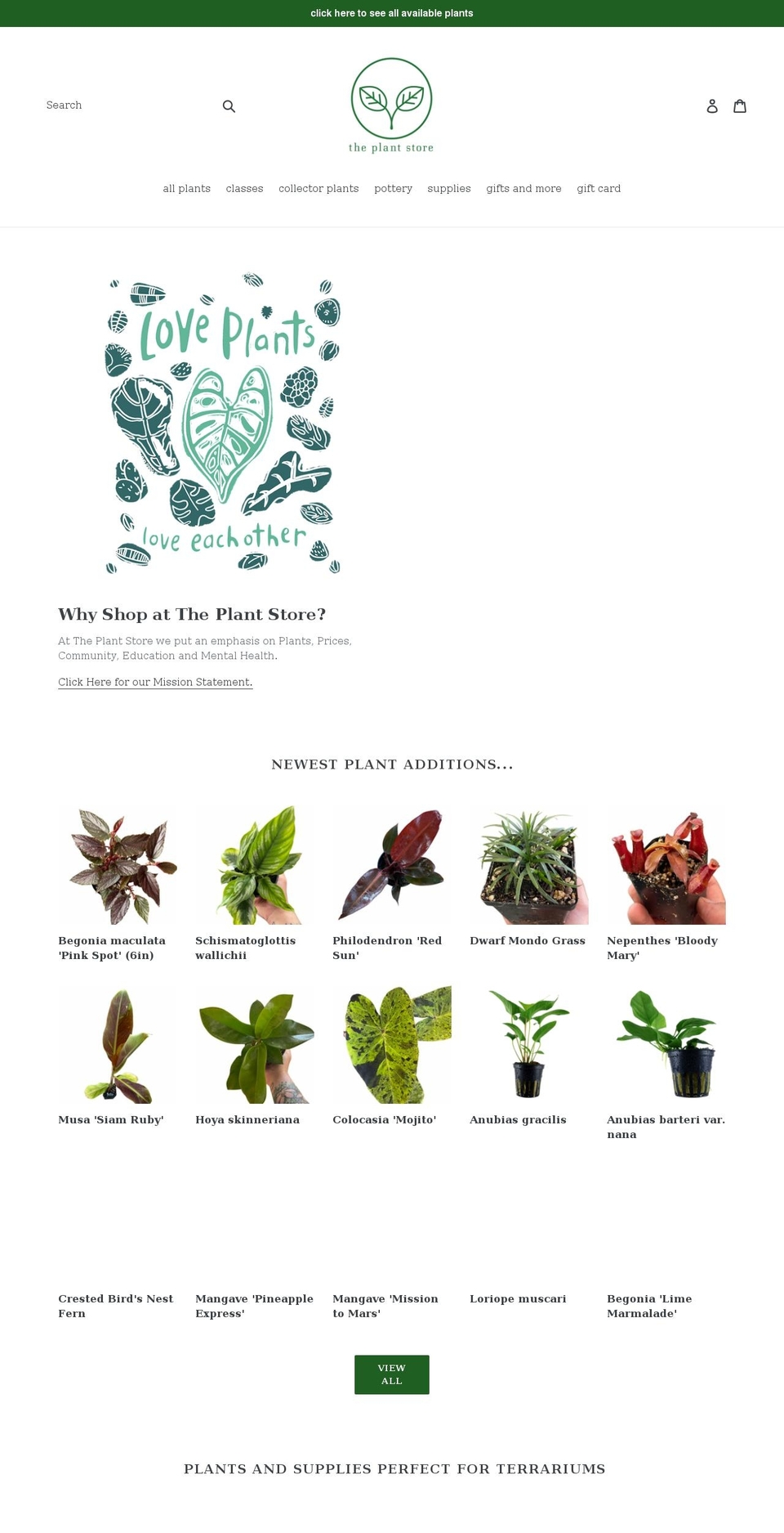 theplantstoreonline.com shopify website screenshot