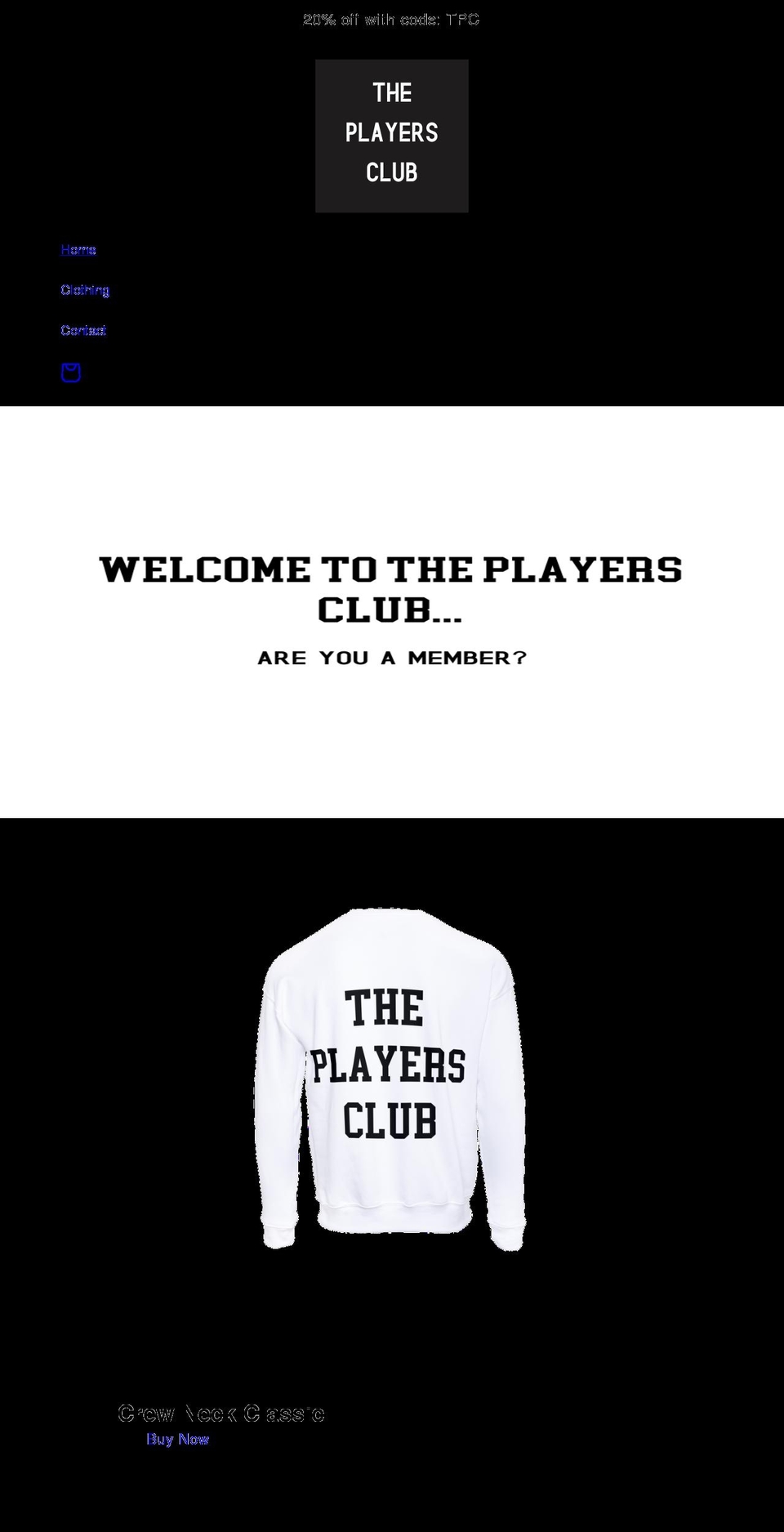 theplayersclub.shop shopify website screenshot