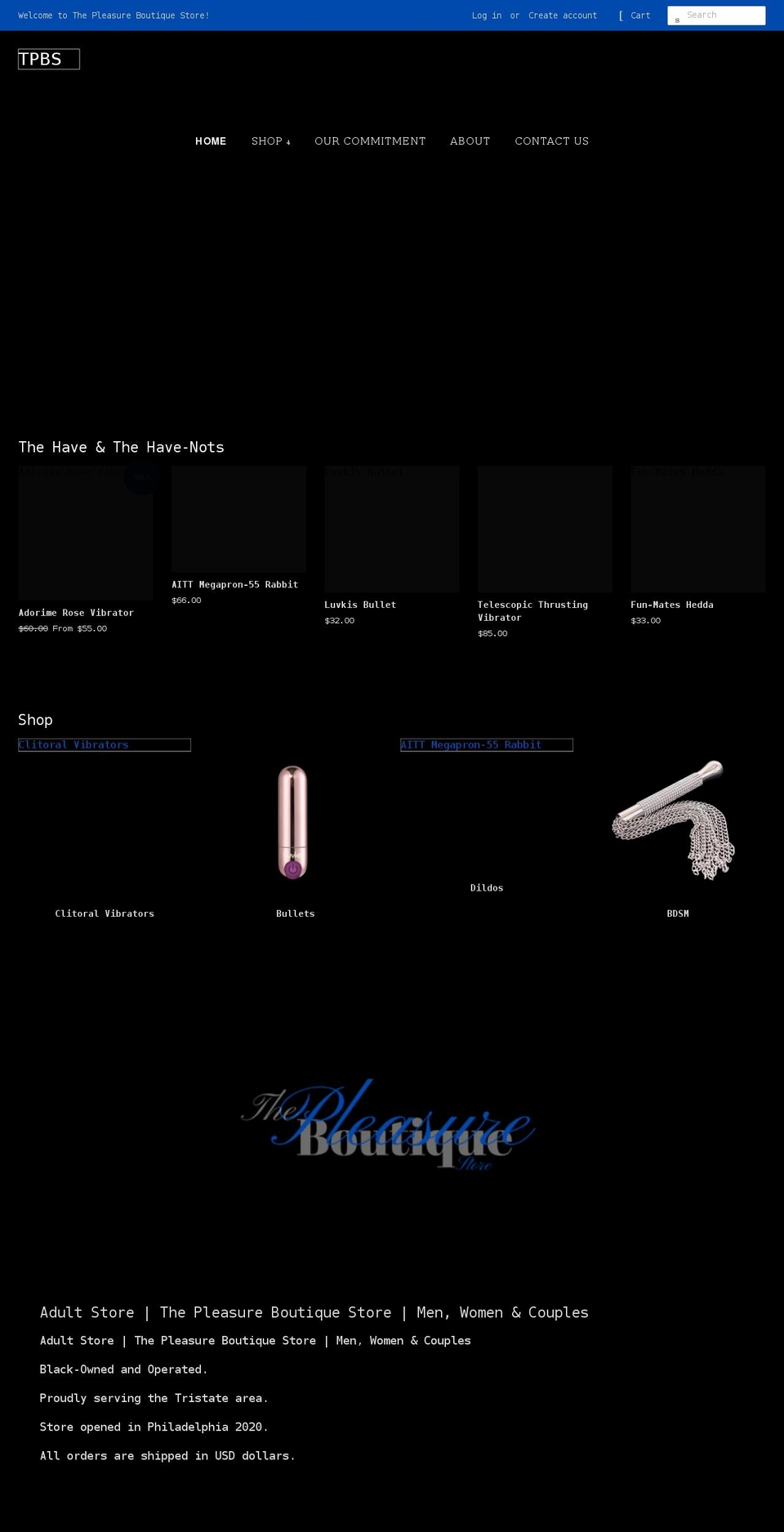 thepleasureboutiquestore.com shopify website screenshot