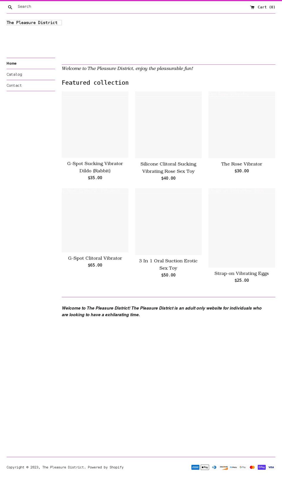 thepleasuredistrict.com shopify website screenshot