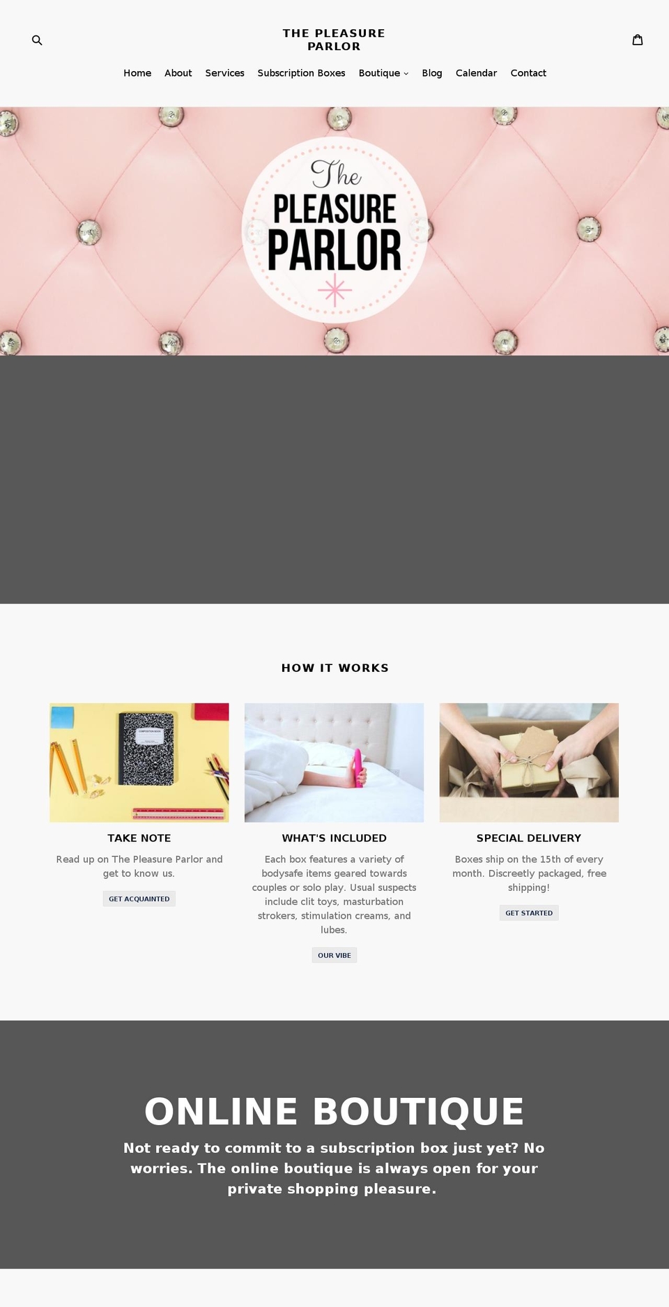 thepleasureparlor.com shopify website screenshot