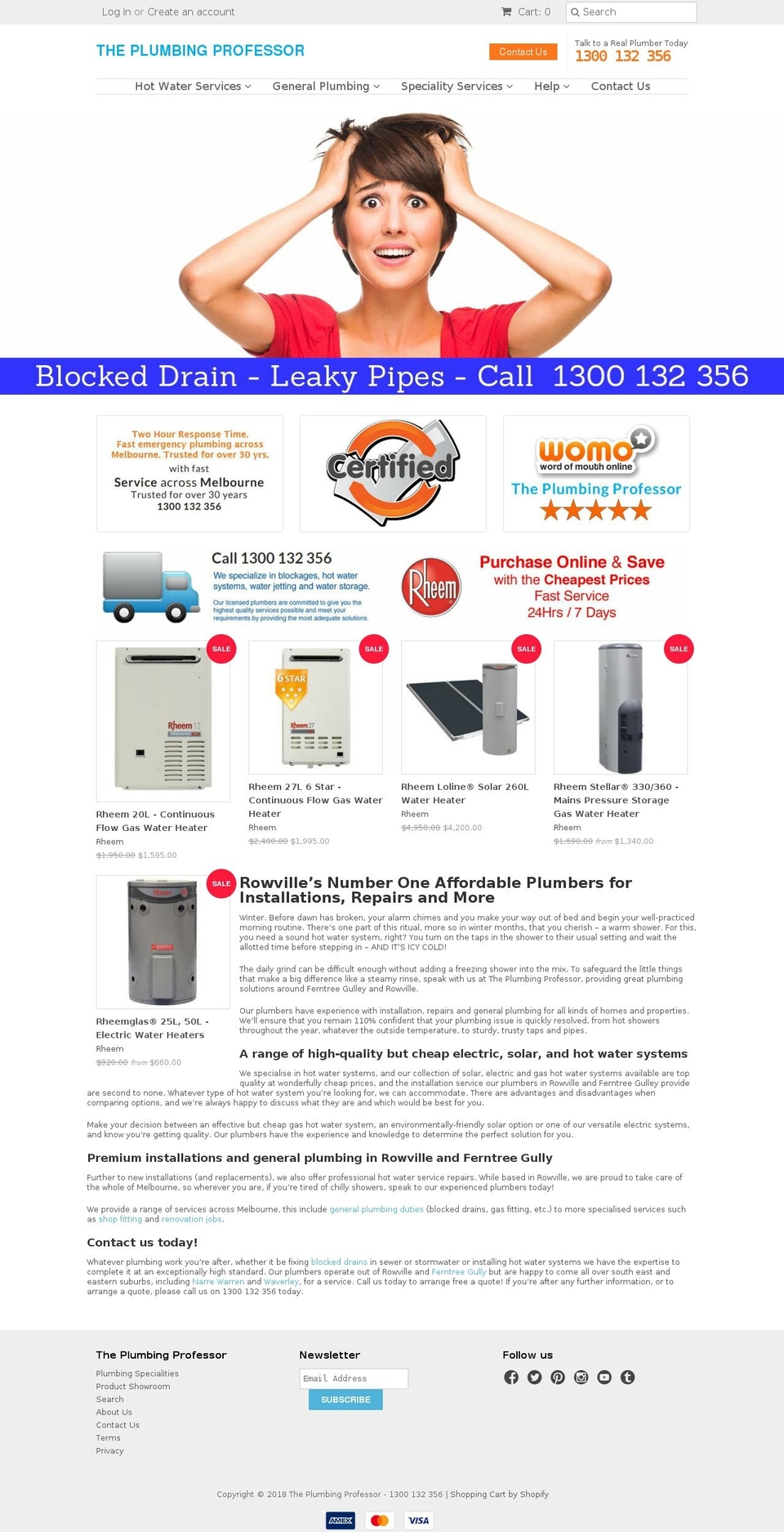 theplumbingprofessor.com.au shopify website screenshot