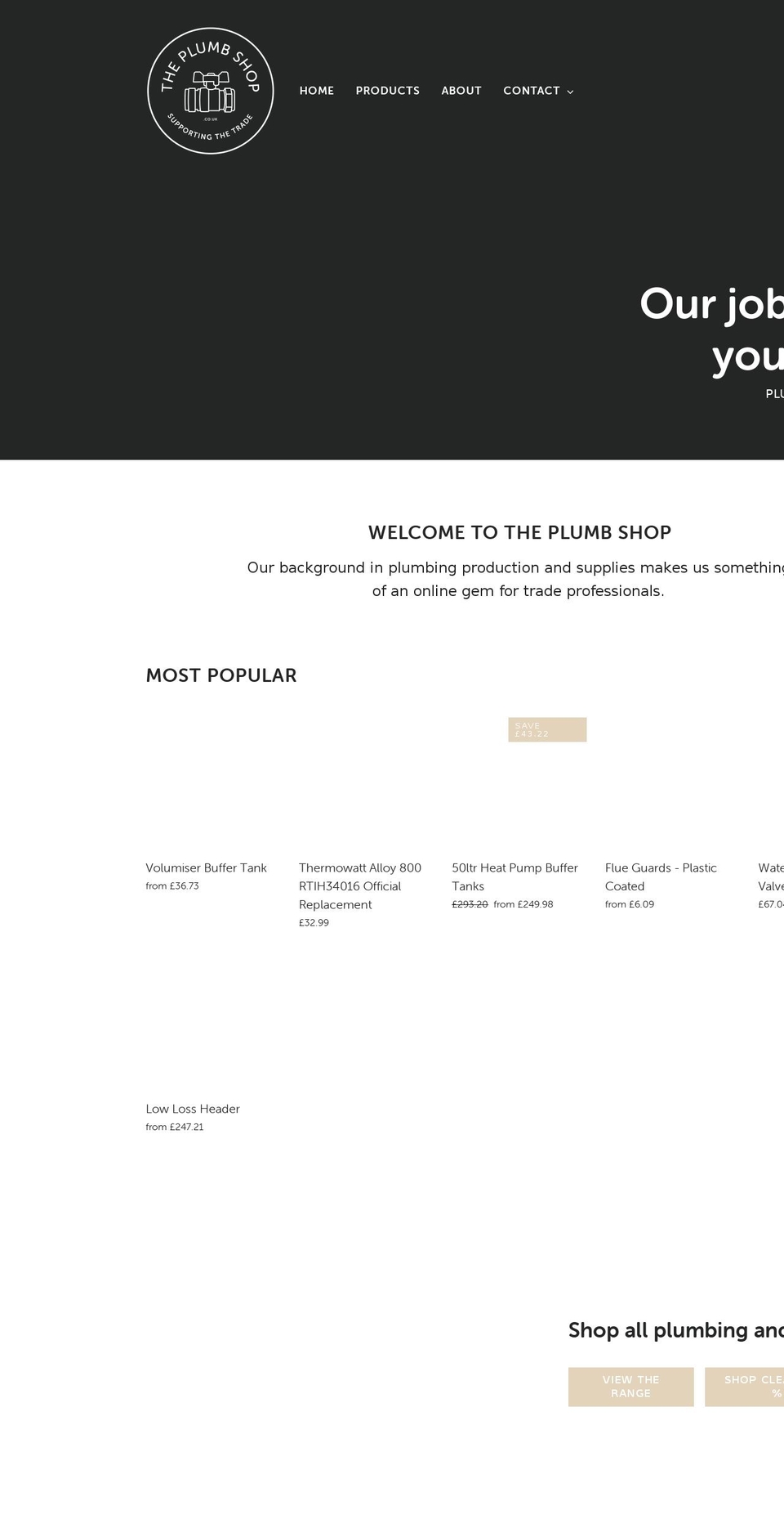 theplumbshop.co.uk shopify website screenshot