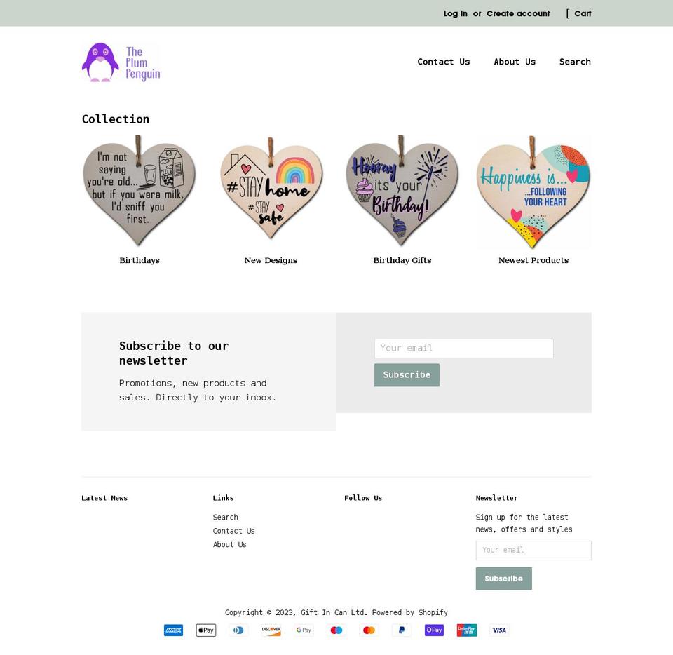 theplumpenguin.co.uk shopify website screenshot