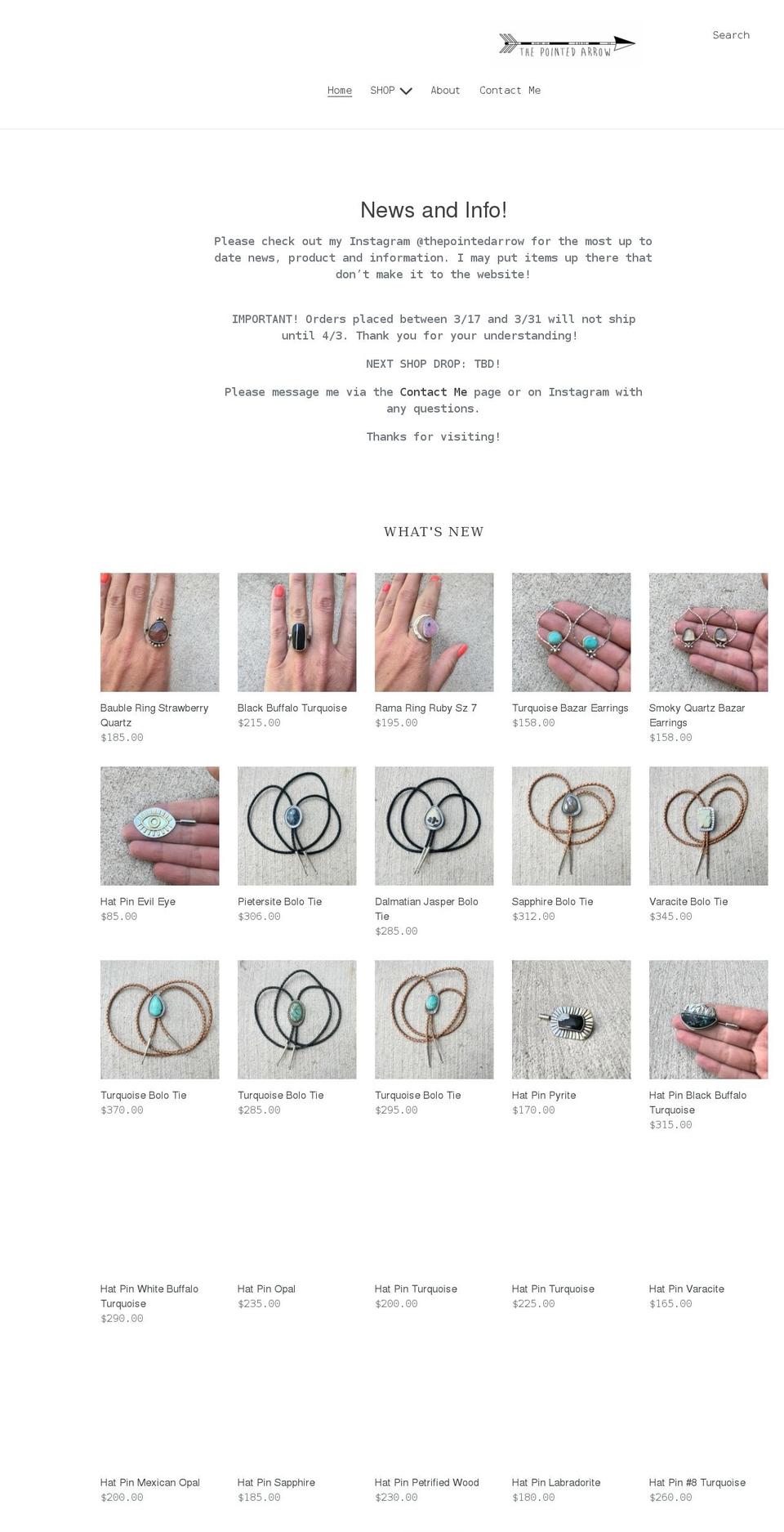 thepointedarrow.com shopify website screenshot