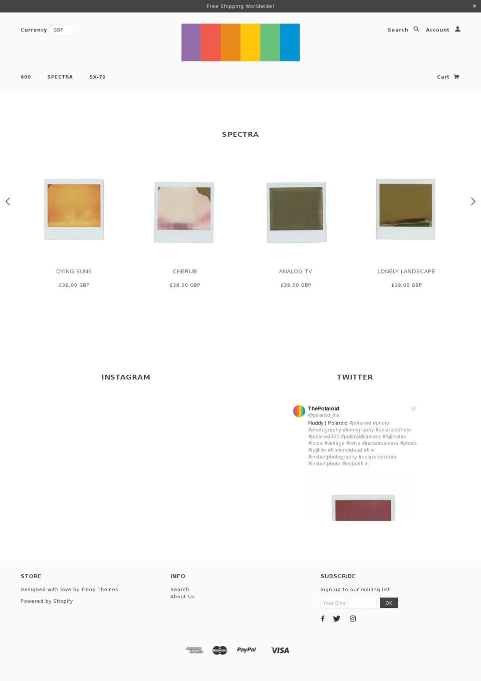 thepolaroid.com — Shopify storefront screenshot
