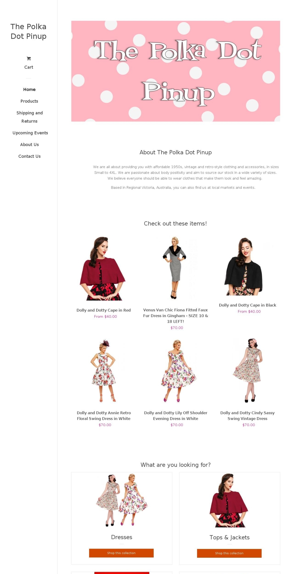 thepolkadotpinup.com — Shopify storefront screenshot