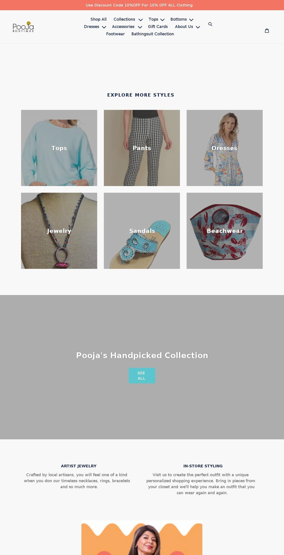 thepoojaboutique.com shopify website screenshot