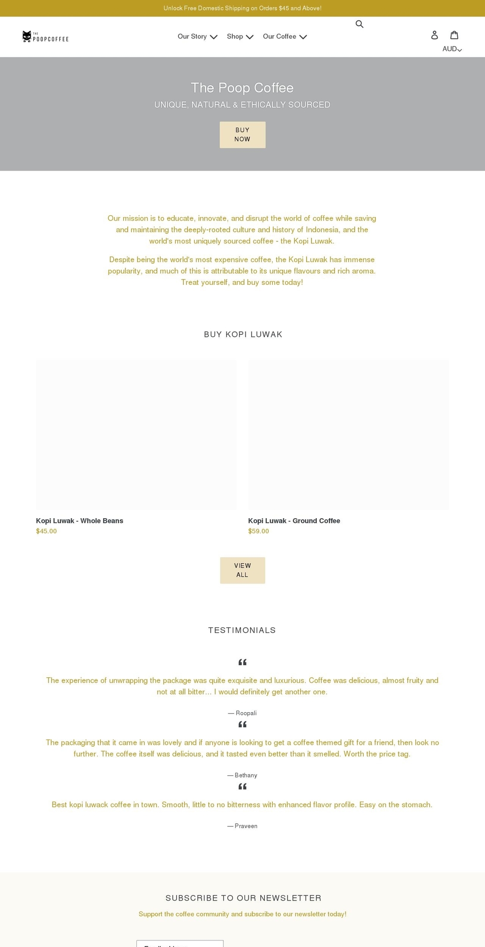 thepoopcoffee.com shopify website screenshot