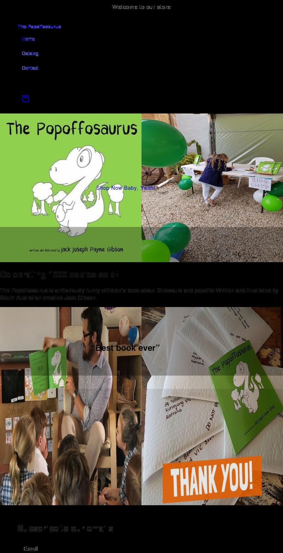 thepopoffosaurus.com shopify website screenshot