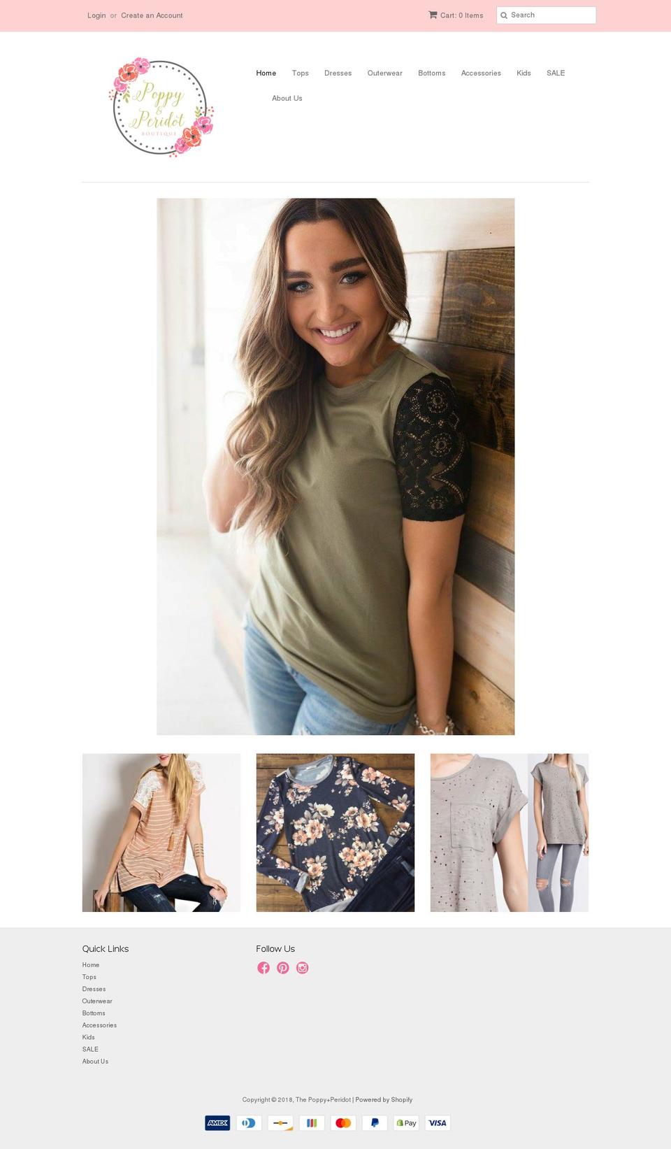 thepoppyandperidot.com shopify website screenshot