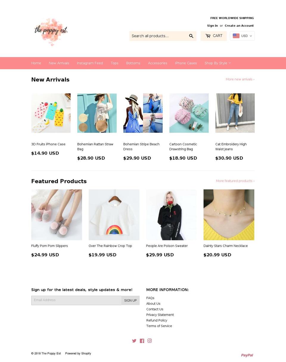 thepoppyest.com — Shopify storefront screenshot