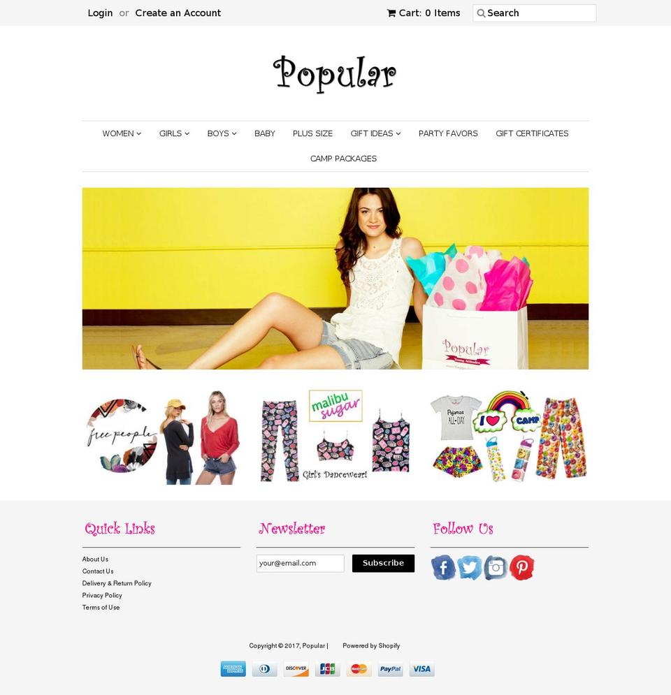 thepopularshop.com shopify website screenshot