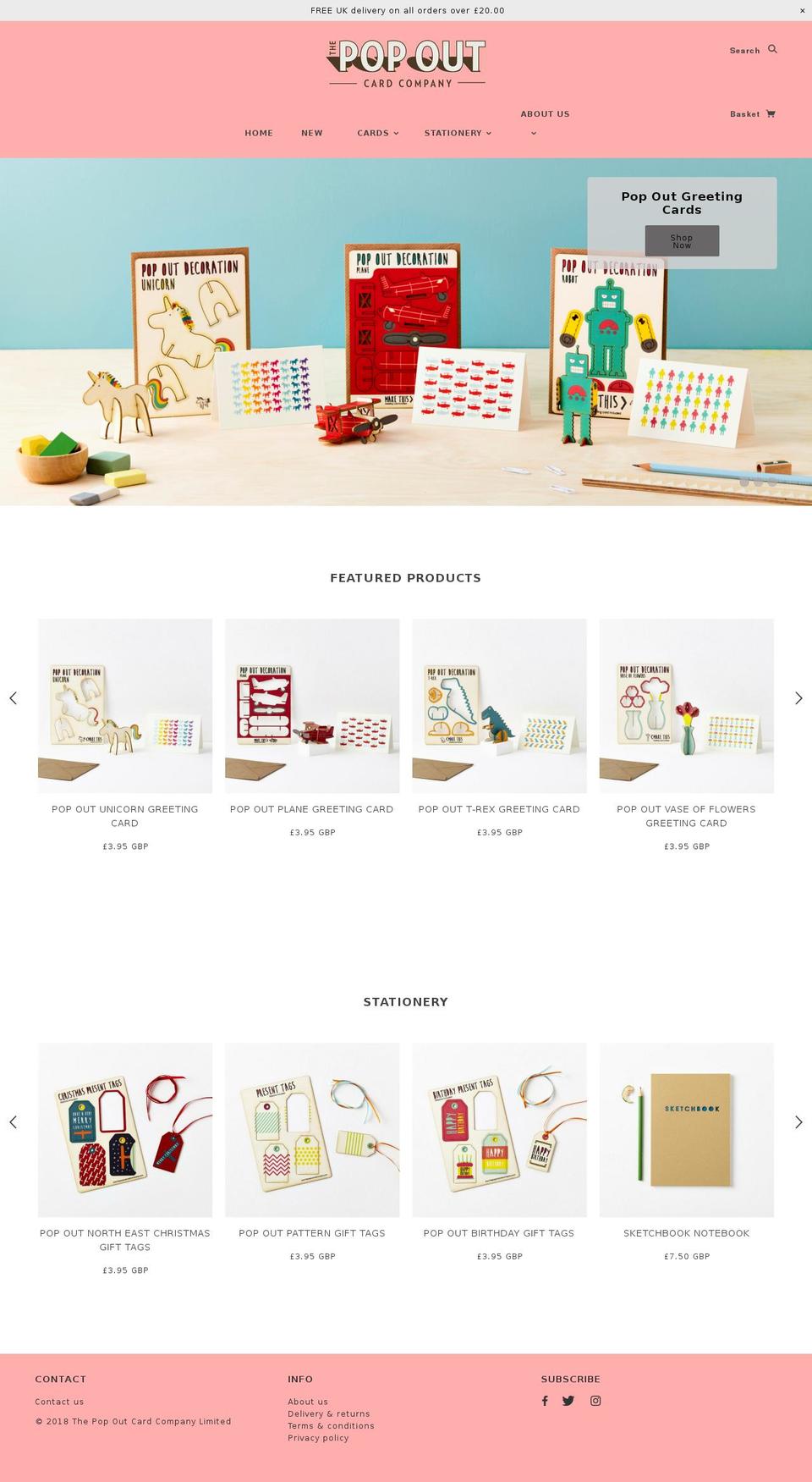 thepopupcardcompany.com — Shopify storefront screenshot