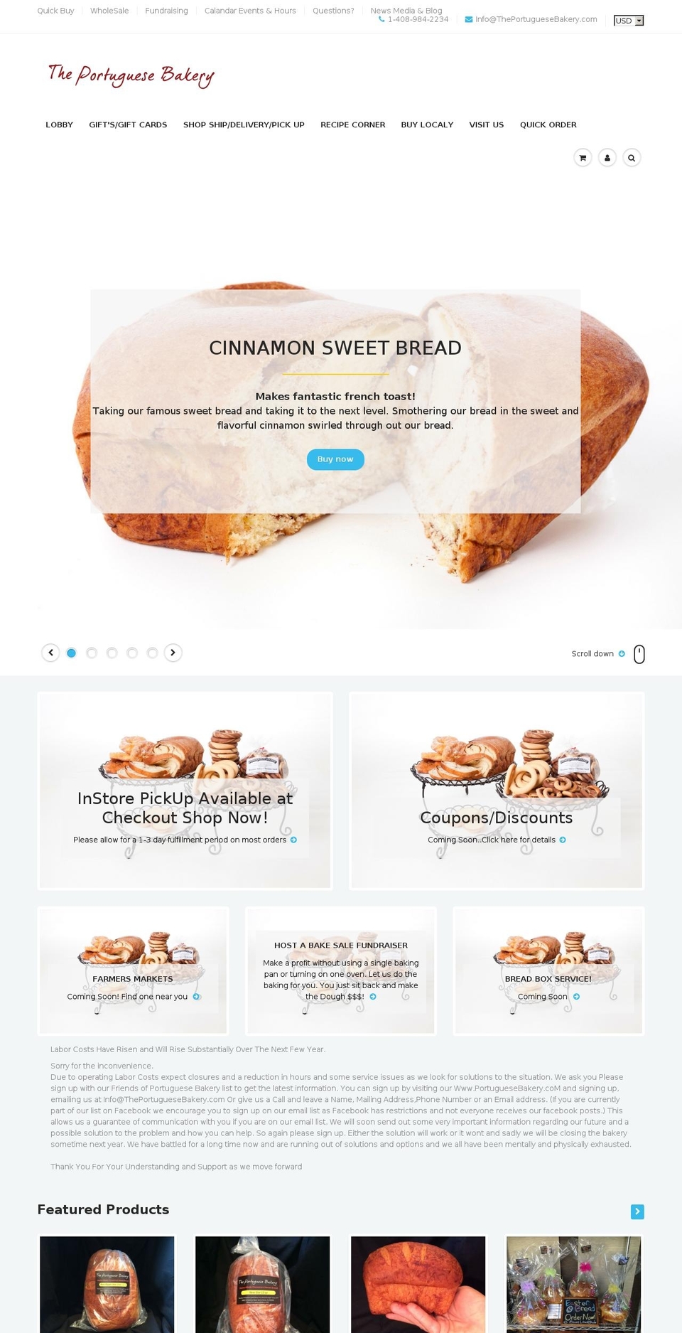 theportuguesebakery.com shopify website screenshot