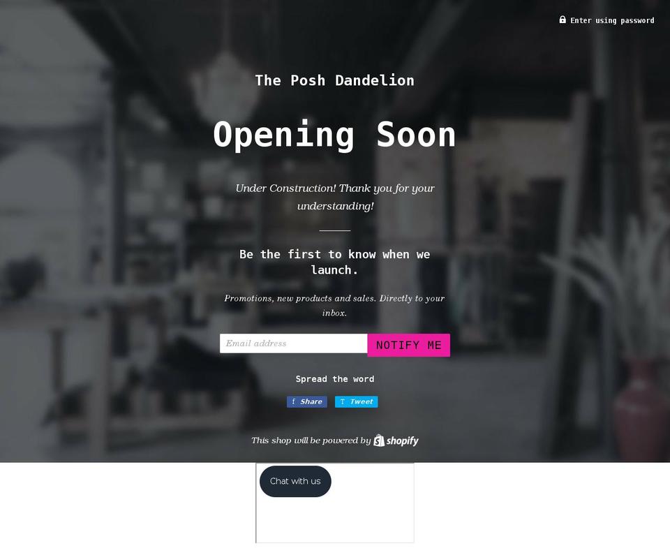 theposhdandelion.com shopify website screenshot