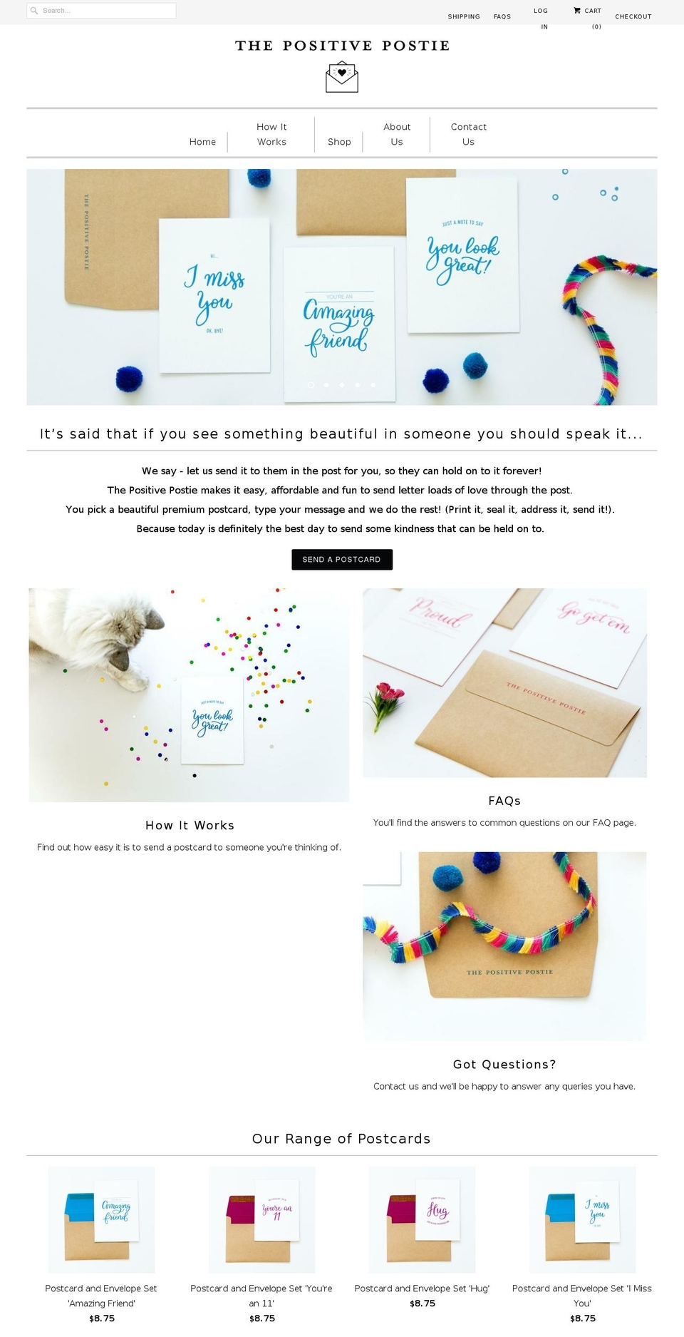 thepositivepostie.com — Shopify storefront screenshot