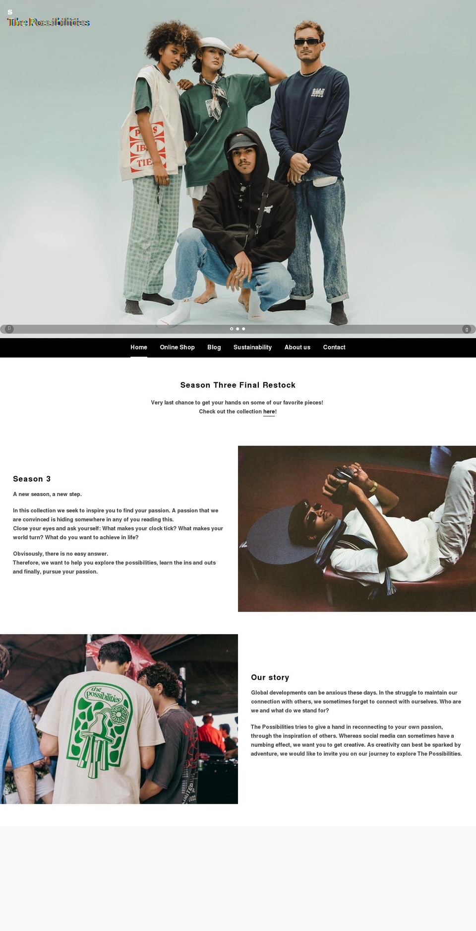 SEASON Shopify theme site example thepossibilitiesclothing.com