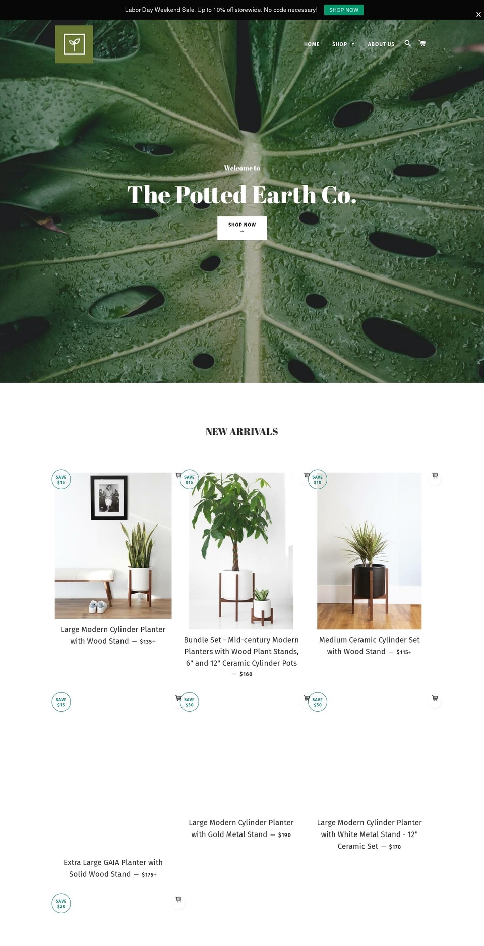 thepottedearthco.com — Shopify storefront screenshot