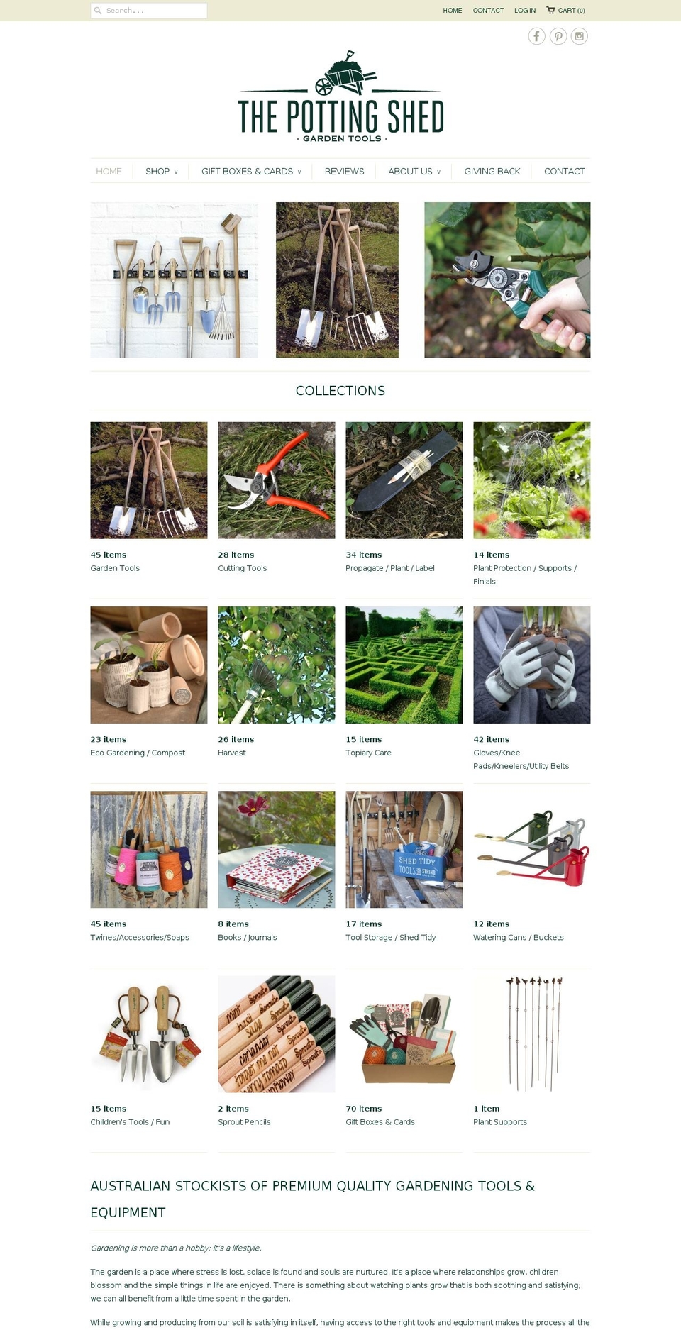 thepottingshedtools.com.au shopify website screenshot