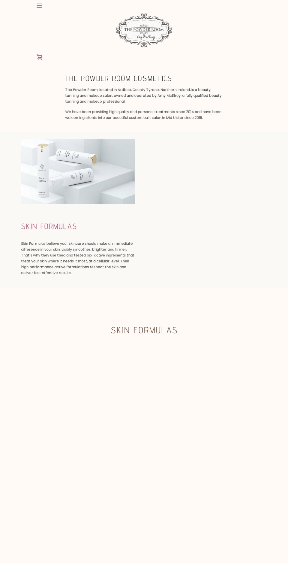 thepowderroomcosmetics.com shopify website screenshot