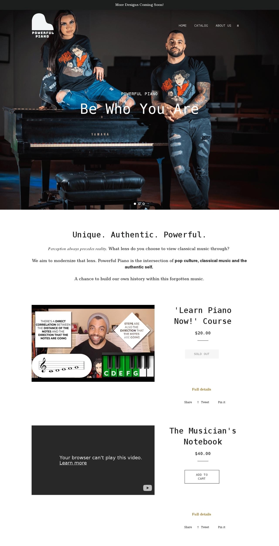thepowerfulpiano.com shopify website screenshot