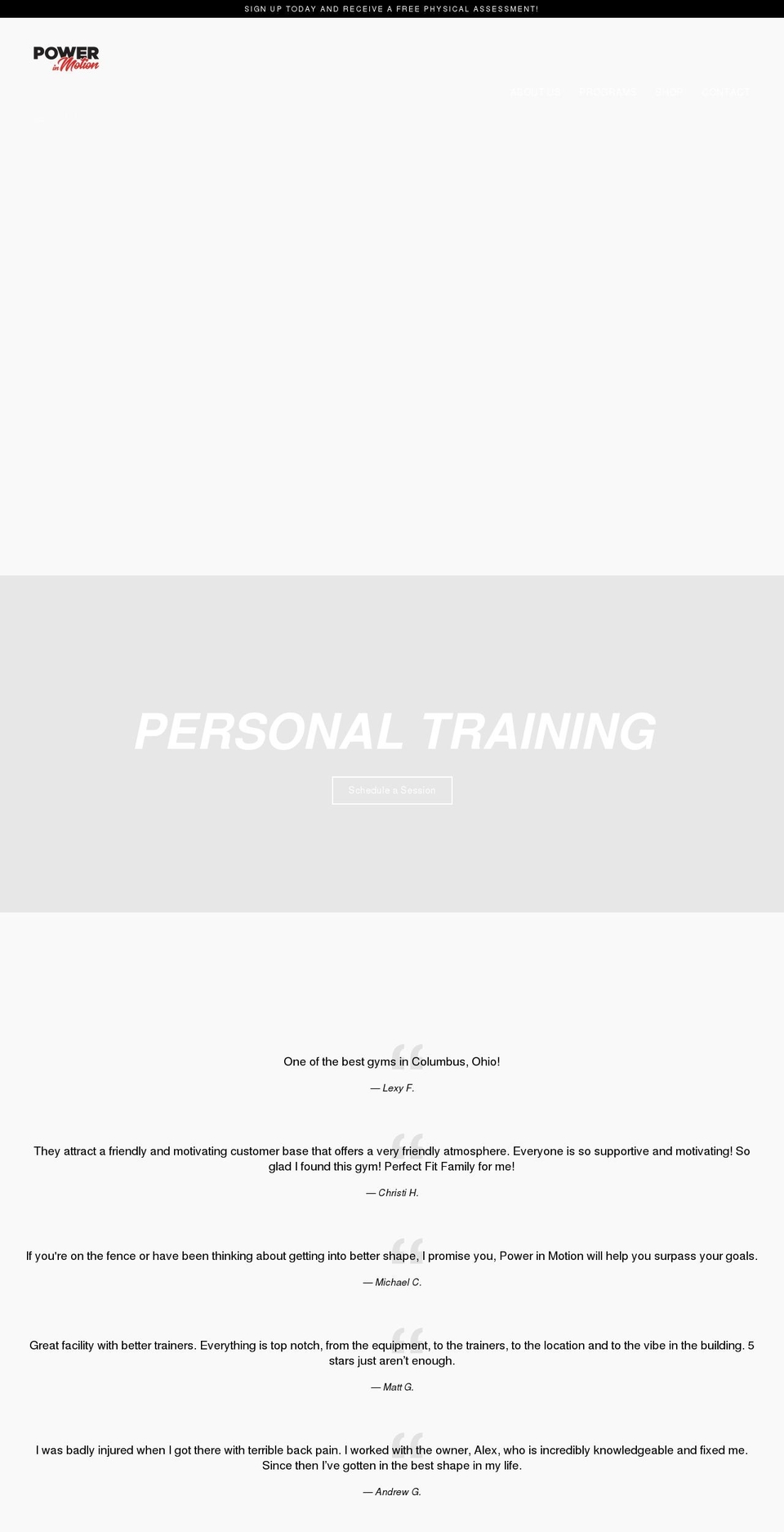 thepowerinmotion.com shopify website screenshot