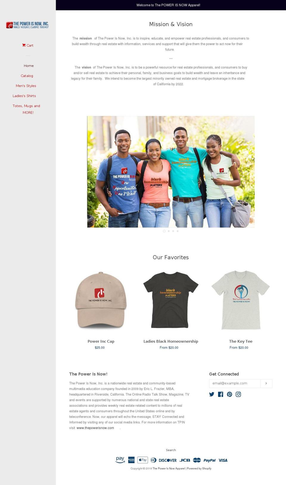 thepowerisnowapparel.com — Shopify storefront screenshot