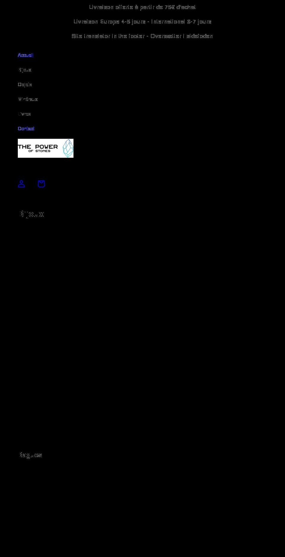 thepowerofstones.com shopify website screenshot