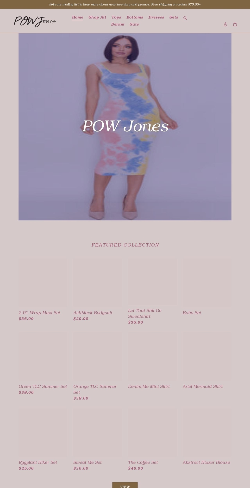 thepowjones.com shopify website screenshot