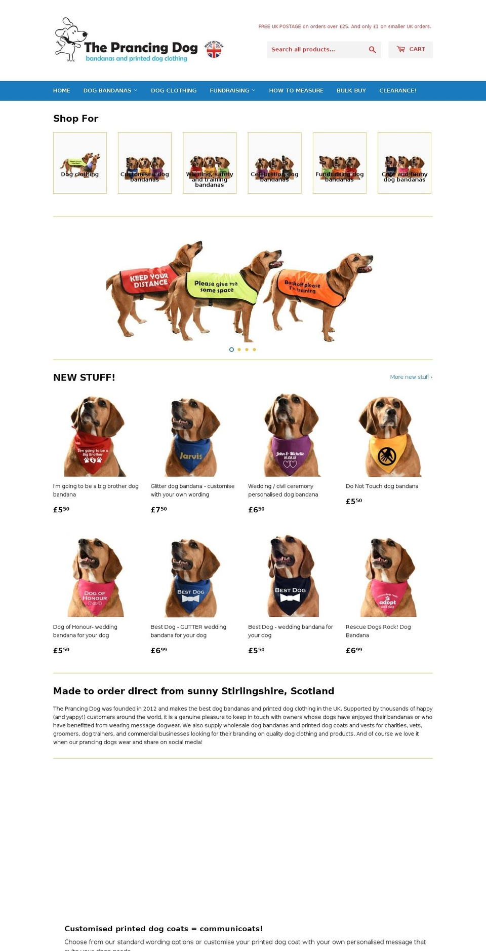 theprancingdog.co.uk shopify website screenshot