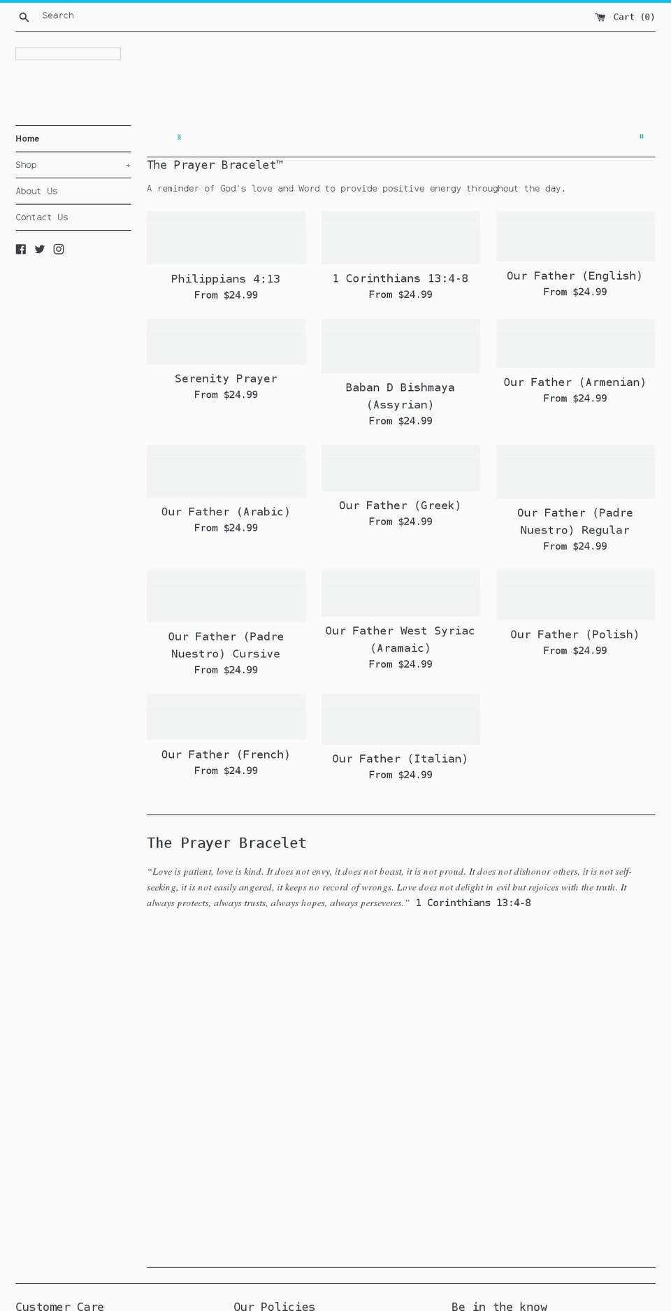 theprayerbracelet.com shopify website screenshot