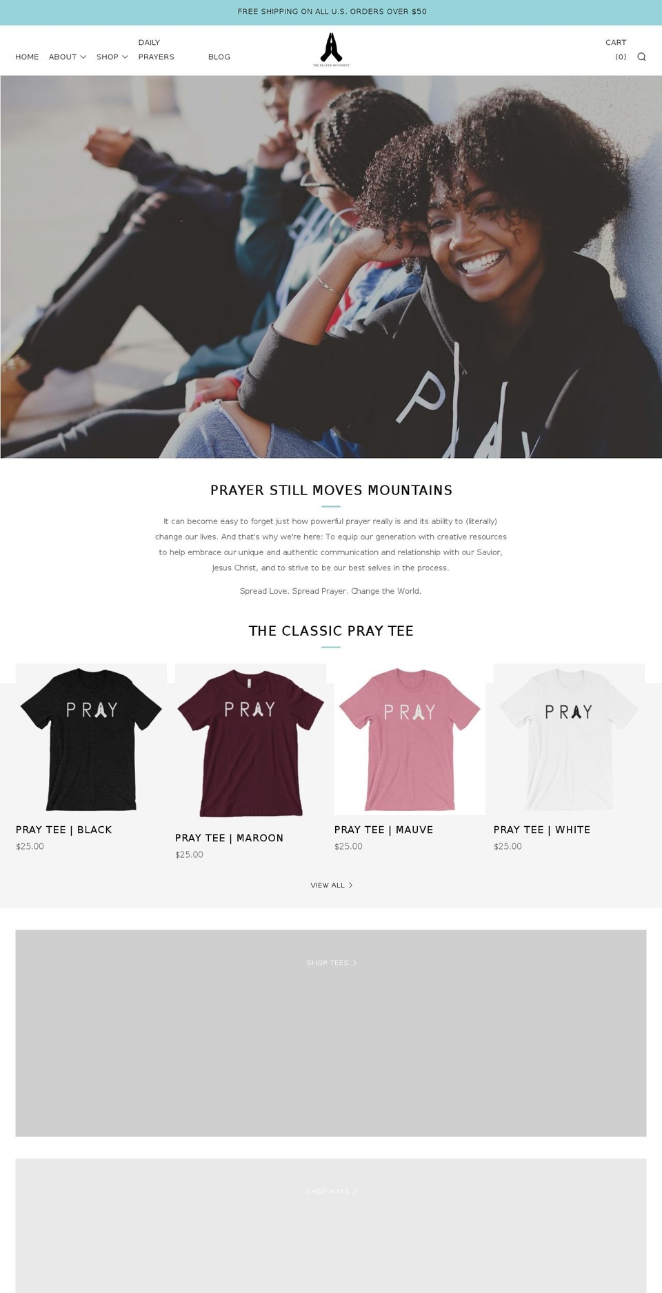 theprayermovementco.com — Shopify storefront screenshot