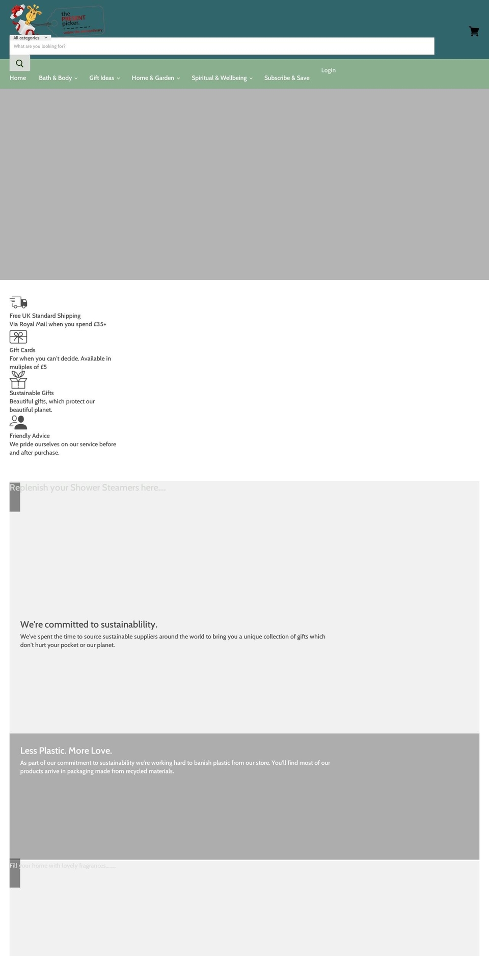 thepresentpicker.co.uk shopify website screenshot