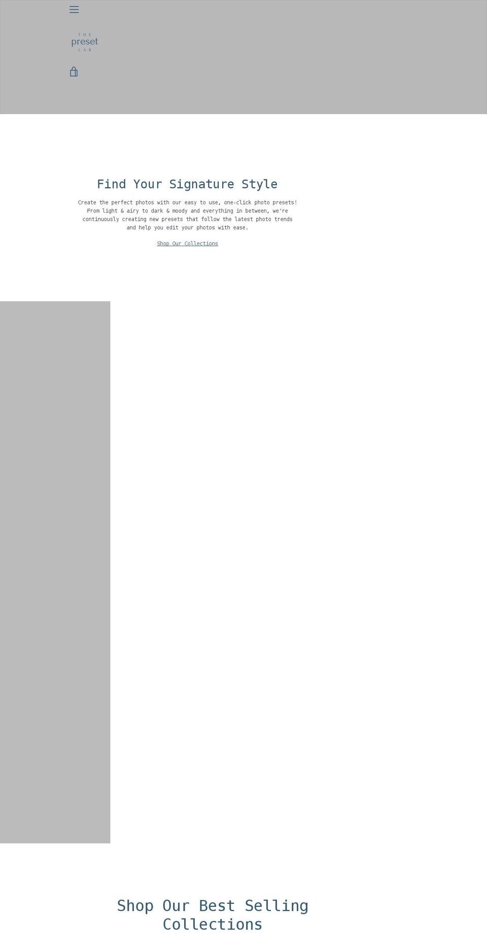 thepresetlab.com shopify website screenshot